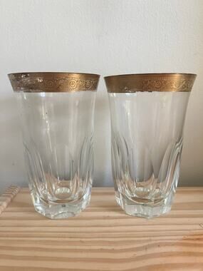 S/2 "Jessie" Cut Crystal Highball Glasses - Bohemia Crystalite